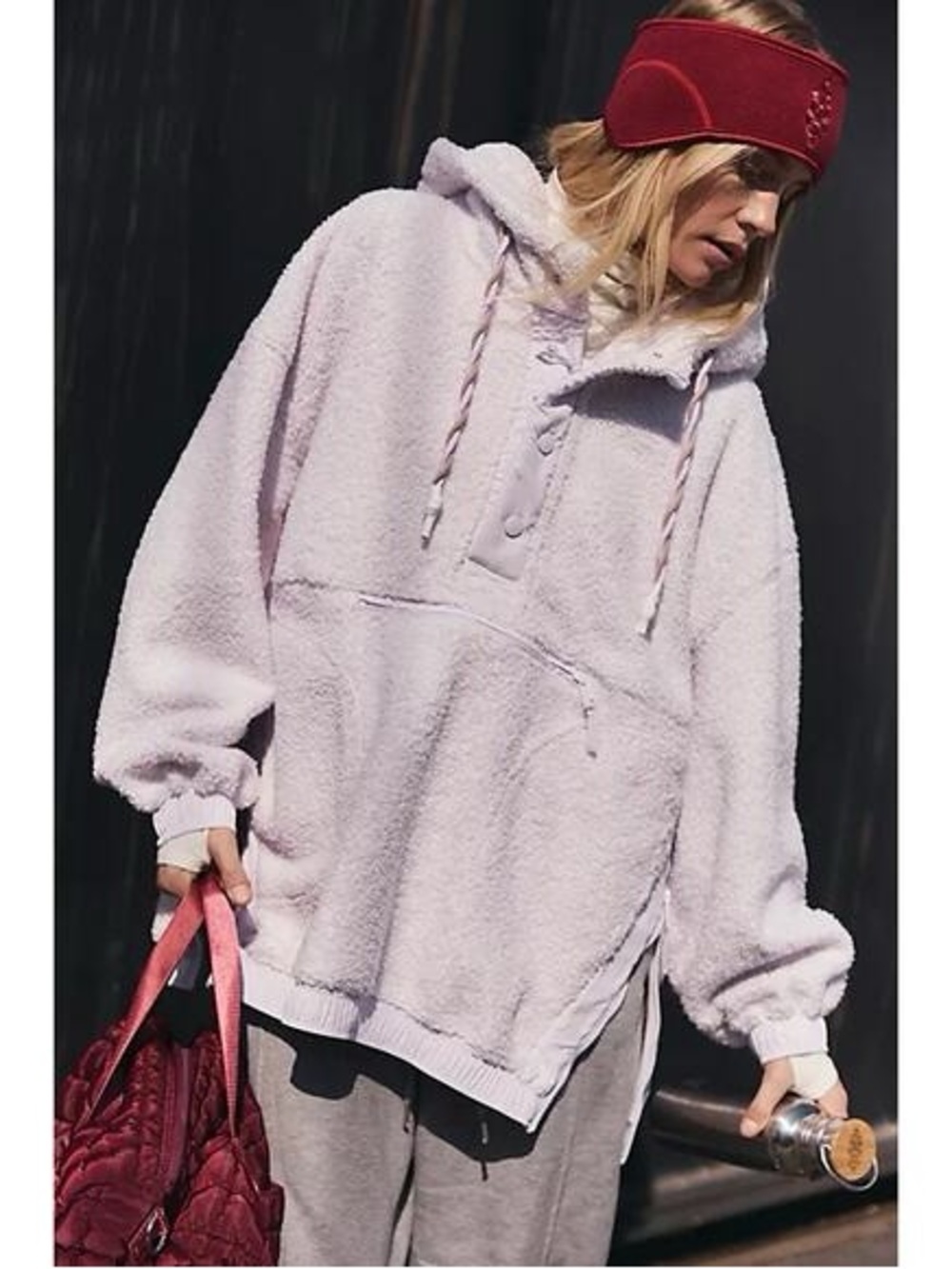 Free People Movement Fuzzy Was She Light Purple Fleece Pullover